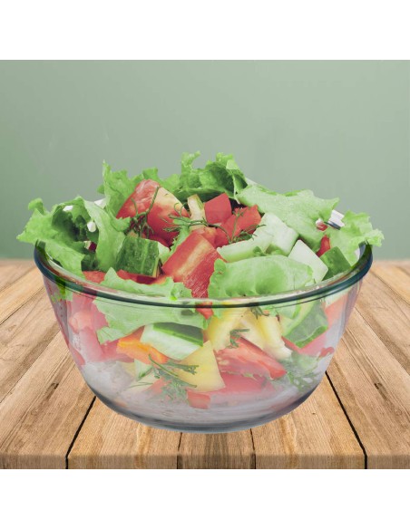 Bol De Cristal, Ideal Para Mezclas. 2.5 Litros. Libre BPA, Cristal De Borosilicato.Ensaladas, Postres, Cocina, Resposteria