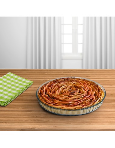 Molde Rizado Horno Cristal Borosilicato Ø 28 cm. Ideal Postres, Cocina, Resposteria, Tartas, Quiche, Libre BPA
