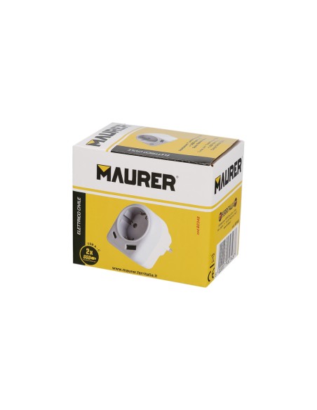 Enchufe / Adaptador Schuko Con 2 Tomas, USB A / C. Potencia Maxima 3680 W. Cargador Moviles, Cargador 2 Tomas, Adaptador Moviles