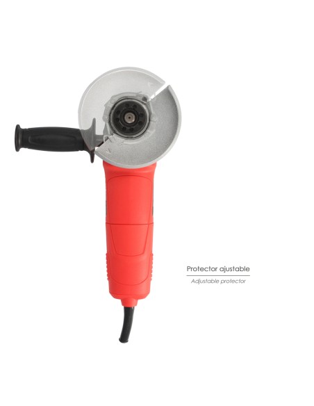 Amoladora Angular 900 Watt. Disco Ø 115 mm. 11.000 R.P.M. Mango 3 Posiciones Eje M14 Protector Disco Ajustable, Anti arranque
