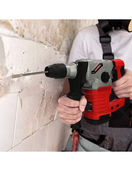 Martillo Demoledor Perforador SDS PLUS 1.500 Watt. Con Accesorios y Maletin. 4.000 IPM 6 Julios.