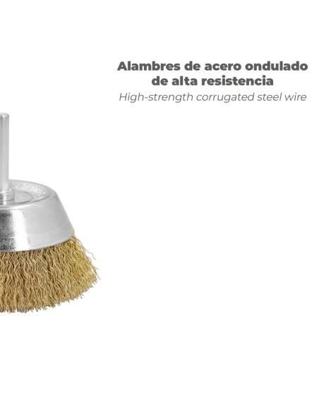 Cepillo Acero Latonado Para Taladro Taza Ø 75 mm. Espiga 1/4" Cepillo Taladro Alambre Latón, Cepillo Limpieza, Cepillo Pulir.