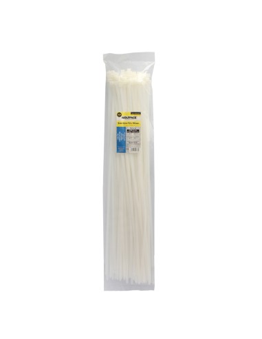 Brida Nylon 100%. Color Blanco / Natural 9,0 x 780 mm. 100 Piezas. Abrazadera Plastico, Organizador Cables, Alta Resistencia