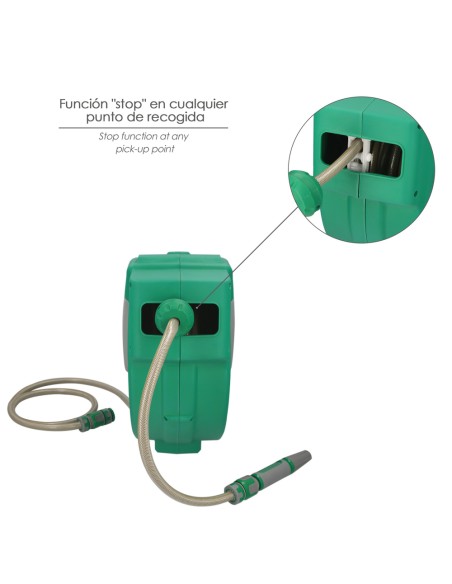 Enrollador Automatico Manguera Para Jardin. Recogedor Manguera Automatico, Porta Mangueras Jardin Manguera De 20 Metros