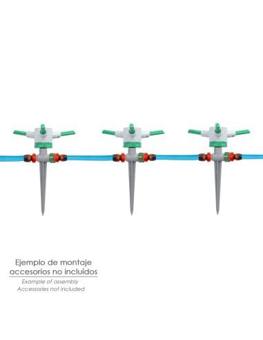 Aspersor Plástico 3 Brazos Con Pincho Con Regulador de Presión.