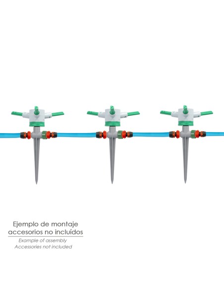 Aspersor Plástico 3 Brazos Con Pincho Con Regulador de Presión.