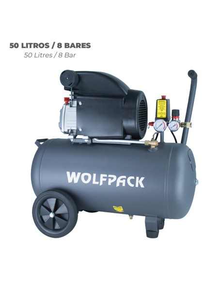Compresor Aire Wolfpack 50 Litros / 8 Bares / 1,5 Kw - 2,0 HP