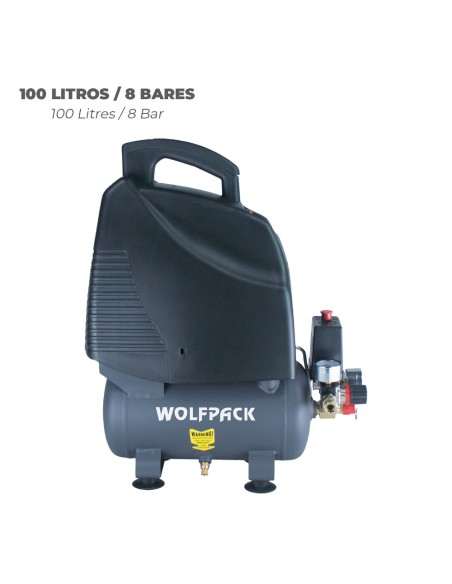 Compresor Aire Wolfpack 6 Litros / 8 Bares / 1,1 Kw - 1,5 HP Sin Aceite