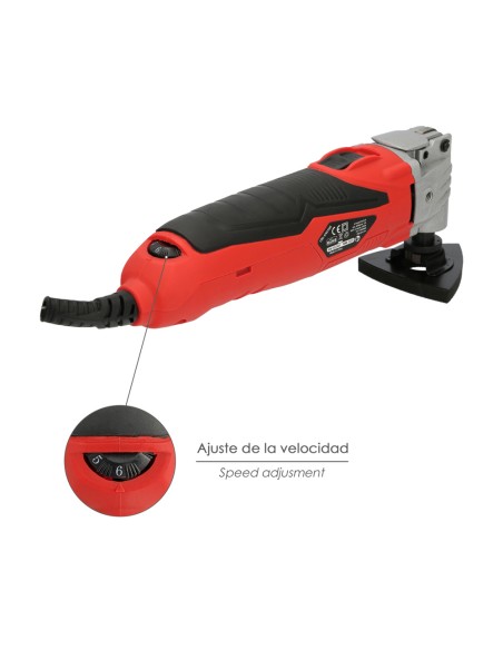 Herramienta Multifuncion Oscilante 300 Watt. Con Accesorios 23.000 R.P.M. Variador Velocidad, Cambio Rapido Hoja, Cortar, Lijar