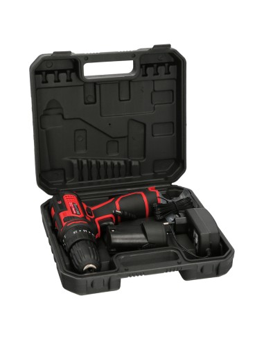 Taladro Atornillador 12 V. Con 2 Velocidades y Percutor. Bateria 1.300 mAh. Par Apriete 35 Nm.