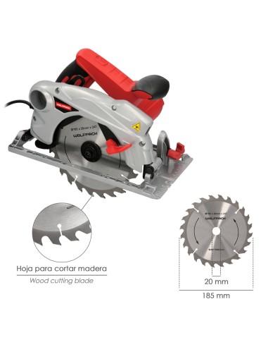 Sierra Circular 1300 Watt. Con Laser Disco 185 mm. 4.700 RPM Corte Inglete Regulador de Profundidad. Ingletadora, Sierra Madera