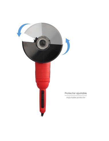 Amoladora Angular 2.400 Watt. Disco Ø 230 mm. 6.500 R.P.M. Mango 3 Posiciones Eje M14 Protector Disco Ajustable, Anti arranque