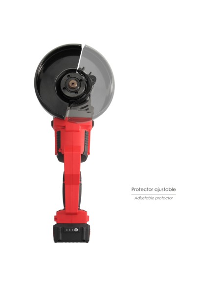 Amoladora A Bateria 20 Volt. Con Bateria 4.0 Ah. Ø 115 mm. 7.000 R.P.M. Mango 3 Posiciones Eje M14 Protector Disco Ajustable