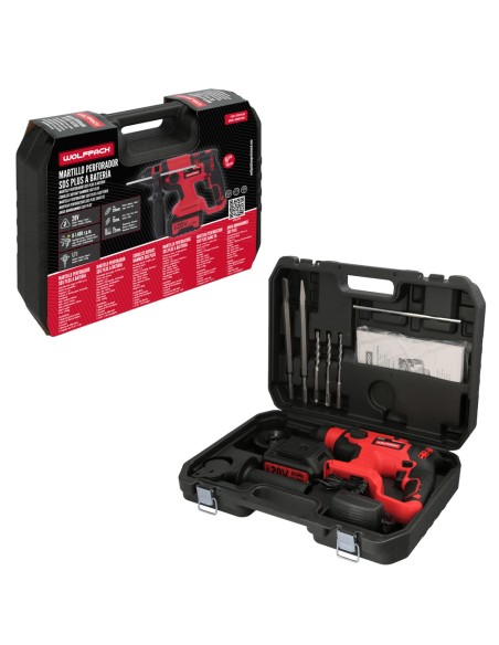 Martillo SDS PLUS A Bateria 20 Volt. Con Bateria 4.0 Ah. 1.400 R.P.M. 3 Funciones Cincelar, Perforar y Perforar con Martillo