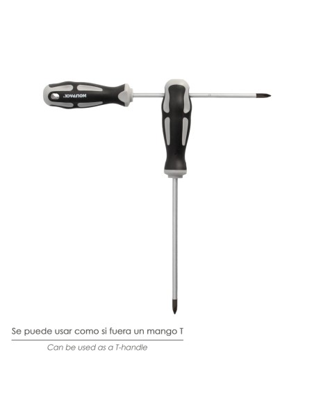 Destornillador Phillips Acero S2 Mango TPR Bimaterial. Medida PH 2 x Ø 6,0 x 150 mm. DIN5262.