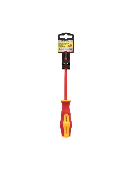 Destornillador Plano Aislado Certificado VDE 1.000 V. Medida 1,0 x Ø 5,5 x 125 mm. Destornillador Seguridad Electricista