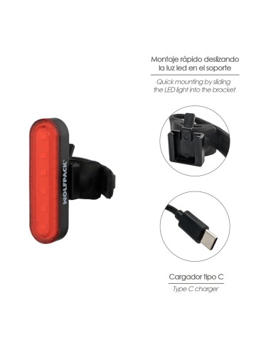 Luz Led Trasera Para Bicicleta / Patinete 100 Lumenes (4 Modos) Bateria Recargable USB