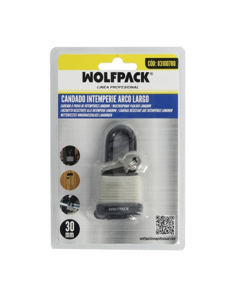 Candado Intemperie Arco Largo 30 mm.