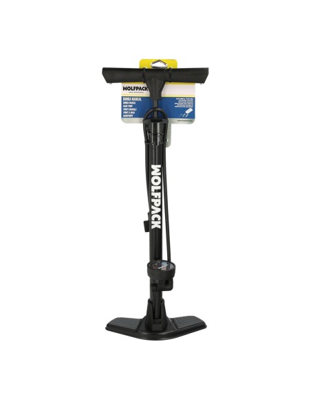 Bomba Aire Con Manometro 8 Bares Cuerpo y Pies Acero, Valvulas SCHRADER y PRESTA con Adaptadores. Bomba Bicicletas, Bomba coches