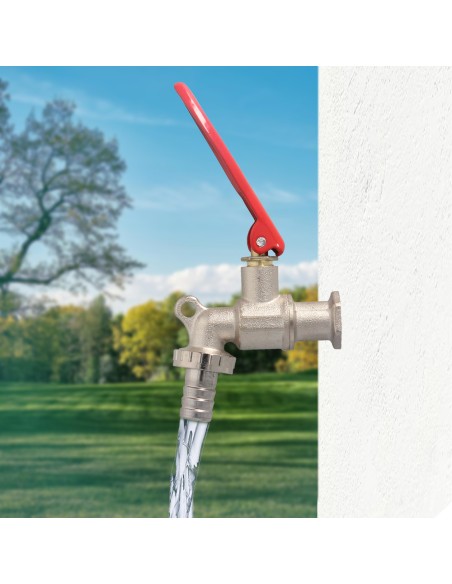 Grifo Esfera 1/2" Con Sistema De Bloqueo Por Candado Grifo Jardin Exterior, Grifo Con Bloqueo y Conector Manguera