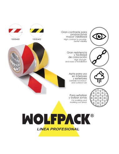 Cinta Señalización Polietileno Amarilla/Negra Rollo 200mt X 70mm