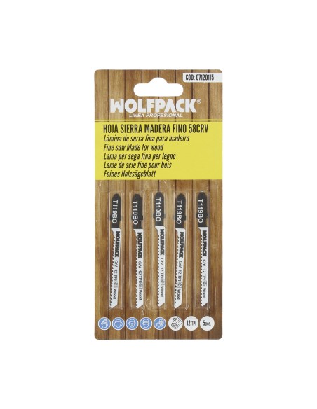 Hojas Sierra Calar Para Madera Corte Fino 5 Piezas. Hoja Cromo Vanadio 58. Vastago T Universal