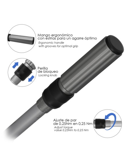 Llave Dinamometrica 1/4" Con 9 Puntas Hexagonales y 5 Vasos. Llave De Torque Camiones, Coches, Motos, Micro Ajustes, Acero CRV