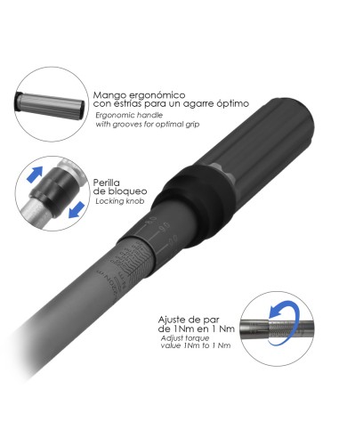 Llave Dinamometrica 1/2" Con Alargadera y Reductor De 3/8" Llave De Torque Camiones, Coches, Motos, Micro Ajustes, Acero CRV