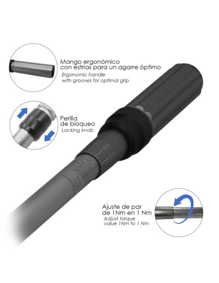 Llave Dinamometrica 1/2" Con Alargadera y Reductor De 3/8" Llave De Torque Camiones, Coches, Motos, Micro Ajustes, Acero CRV