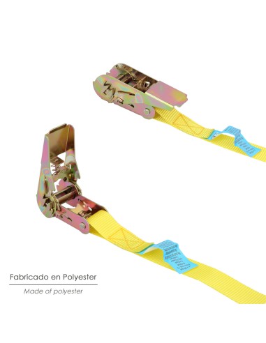 Cinta De Amarre Con Ratchet 4 metros x 25 mm. Trinquete Metalico Automatico, Cincha, Eslinga Mercancia, Correa Sujeción