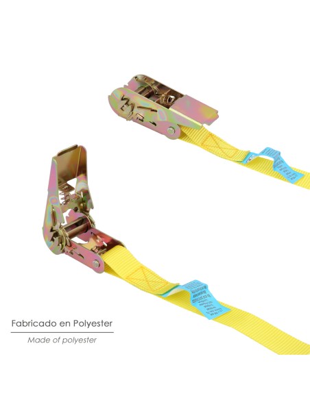 Cinta De Amarre Con Ratchet 4 metros x 25 mm. Trinquete Metalico Automatico, Cincha, Eslinga Mercancia, Correa Sujeción