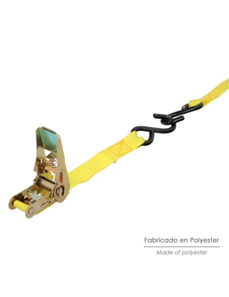 Cinta De Amarre Con Ratchet 4 metros x 25 mm. Trinquete Metalico Automatico, Cincha, Eslinga Mercancia, Correa Sujeción (Pack 2)