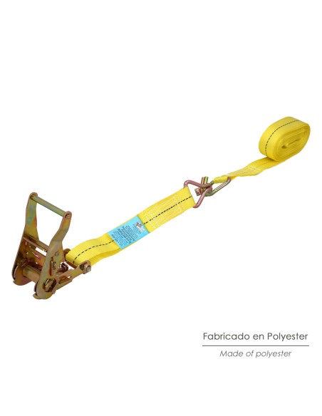 Cinta De Amarre Con Ratchet 6 metros x 38 mm. Trinquete Metalico Automatico, Cincha, Eslinga Mercancia, Correa Sujeción