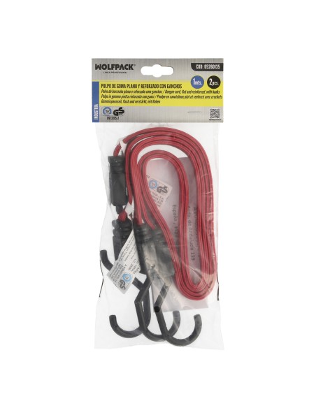 Pulpo De Goma Plano Reforzado 1,0 Metro (2 Unidades) 100% Latex, Capacidad Amarre 200 Newtons Gomas Elasticas, Cuerda Elastica,