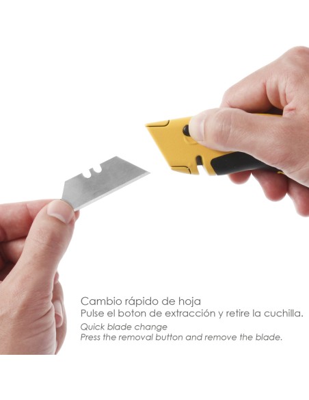 Cuchillo Con Hoja Retractil De 20 mm. Cambio Hoja Rápido Carcasa De Aluminio Agarre Engomado. Uso Profesional