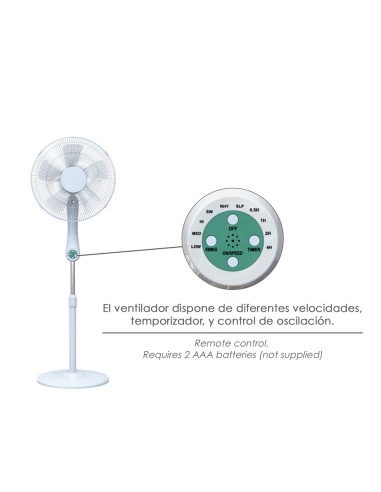 Ventilador Suelo Silencioso Con Mando. Ø 43 cm. Altura 140cm. 55 watt. 55 watt. Ventilador programable. Ventilador oscilante.