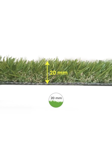 Cesped Artificial 20 mm. Rollo 2x10 metros. Césped Moqueta Para Interior y Exterior. Jardín, Terraza, Balcón. Uso Domestico