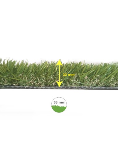 Cesped Artificial 33 mm. Rollo 2x10 metros. Césped Moqueta Para Interior y Exterior. Jardín, Terraza, Balcón. Uso Domestico