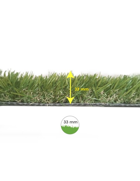 Cesped Artificial 33 mm. Rollo 2x10 metros. Césped Moqueta Para Interior y Exterior. Jardín, Terraza, Balcón. Uso Domestico