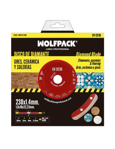 Disco Diamante Ø 230 mm. Porcelanicos, Gres, Ceramica, Solerias. Segmento Diamantado 10 mm.