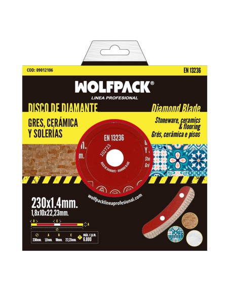 Disco Diamante Ø 230 mm. Porcelanicos, Gres, Ceramica, Solerias. Segmento Diamantado 10 mm.