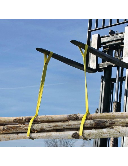 Eslinga Plana Doble Banda 3.000 Kg. Factor Seguridad 7:1, Longitud: 5 Metros Ancho 9 cm. 100% Poliester. Color Amarilla