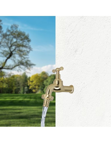 Grifo Curvo Latón Pulido Con Racord 1/2 Grifo Jardin Exterior