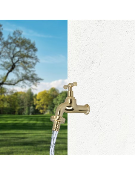 Grifo Curvo Latón Pulido Con Racord 1/2 Grifo Jardin Exterior