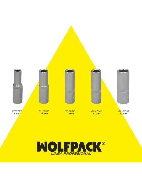 Llave Vaso 1/4" Hexagonal Larga 10 mm. Perfil de 6 caras. Acero Cromo Vanadio, Aristas Redondas