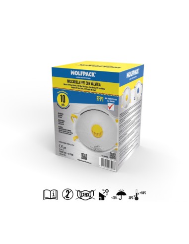 Mascarilla FFP1 Rigida Con Valvula (10 Unidades) Envasadas Individualmente