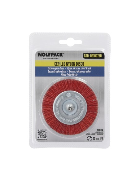 Cepillo Nylon Disco Ø 75 mm. 1/4". Lijar y Pulir Madera, Metal, Acero Inoxidable, Cepillo Taladro, Cepillo Pulir, Cepillo Lijar