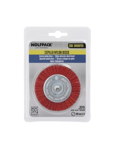 Cepillo Nylon Disco Ø100 mm. 1/4". Lijar y Pulir Madera, Metal, Acero Inoxidable, Cepillo Taladro, Cepillo Pulir, Cepillo Lijar
