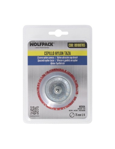 Cepillo Nylon Taza Ø 75 m. 1/4". Cepillo De Lijado Nailon. Cepillo Para Taladro De Nailon, Cepillo De Alambre Abrasivo De Nailon