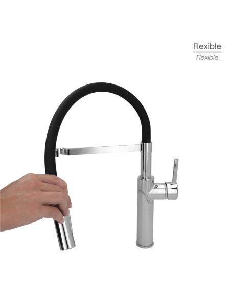 Monomando Fregadero Flexible Con Soporte Grifo Flexible Chorro Aireado, Chorro Rociado. Grifo Cocina, Grifo Alto,Grifo Fregadero